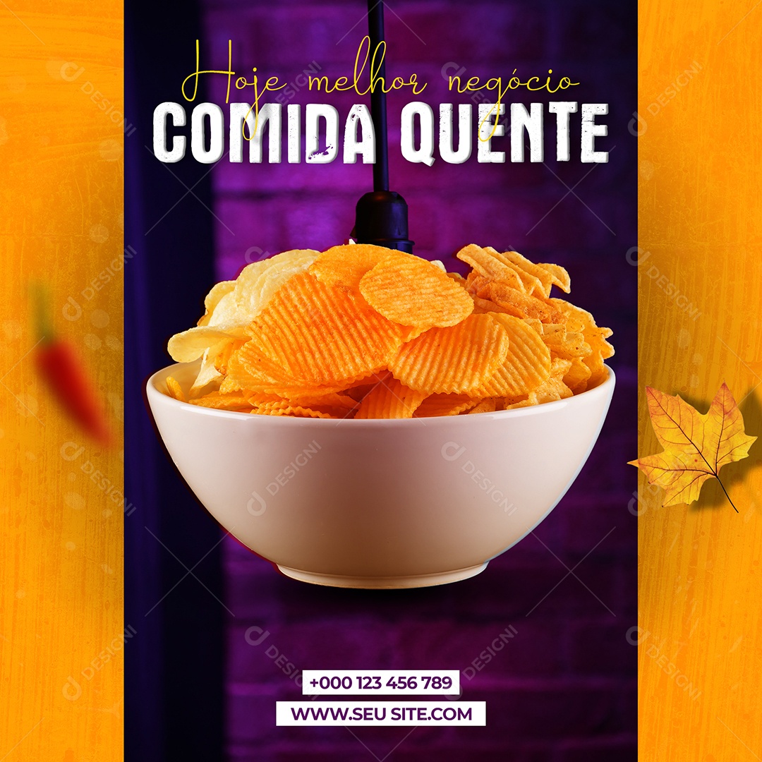 Hoje Melhor Negócio Comida Quente Social Media PSD Editável