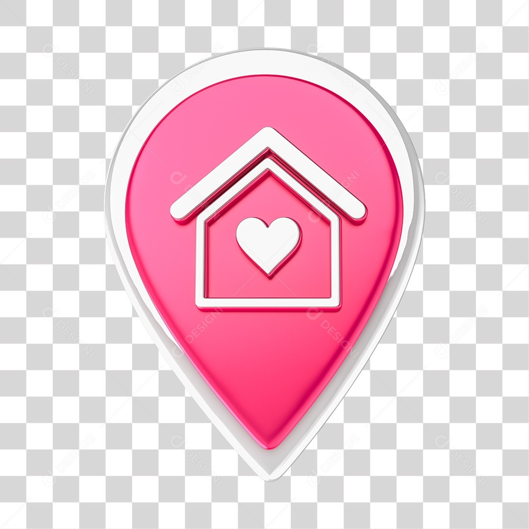 Elemento 3D Para Composição Pin de Localização Com Ícone de Casa PNG Transparente