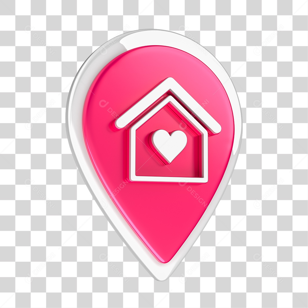 Elemento 3D Para Composição Pin de Localização Com Ícone de Casa PNG Transparente