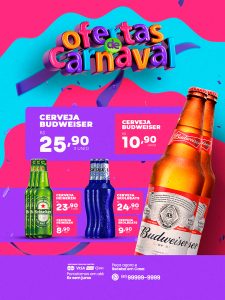 Encarte Ofertas de Carnaval Heineken Skol Beats Budweiser Cervejaria Social Media PSD Editável