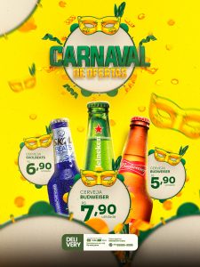 Encarte Carnaval de Ofertas Skol Beats Heineken Budweiser Cervejaria Social Media PSD Editável