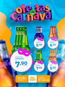 Encarte Ofertas de Carnaval Heineken Skol Beats Budweiser Skol Cervejaria Social Media PSD Editável