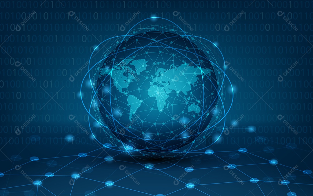 Mapa de Rede Global Das Comunicações da Terra EPS Editável