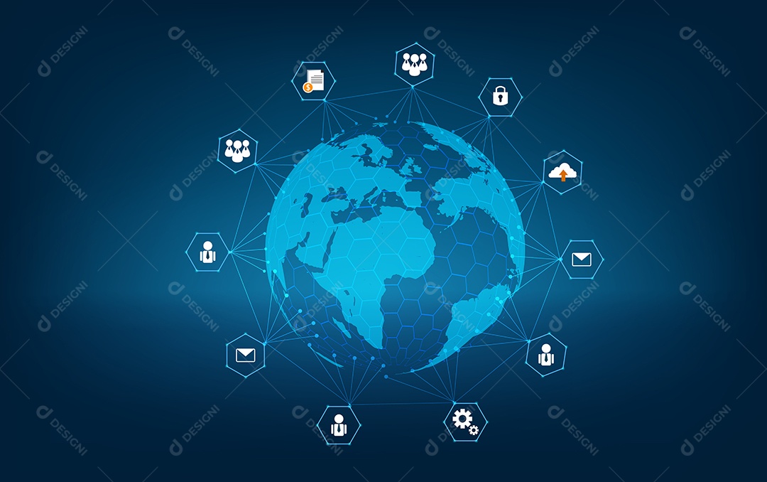 Mapa de Rede Global Das Comunicações da Terra EPS Editável