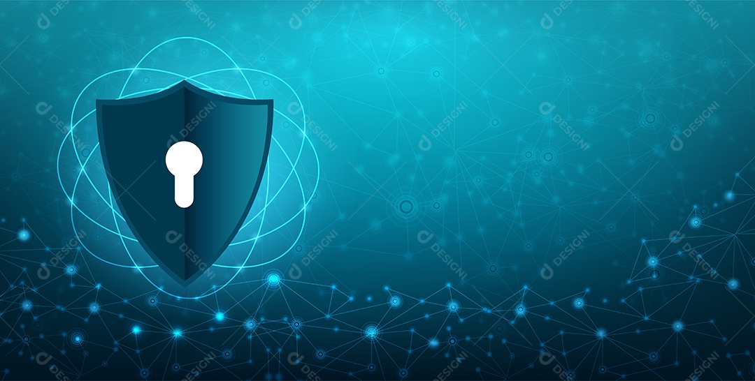 Banco Digital Com Escudo de Segurança EPS Editável