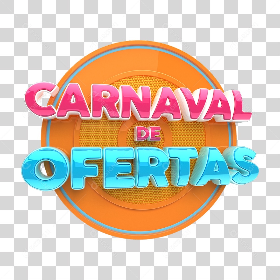 Selo 3D Carnaval de Ofertas Para Composição PNG Transparente