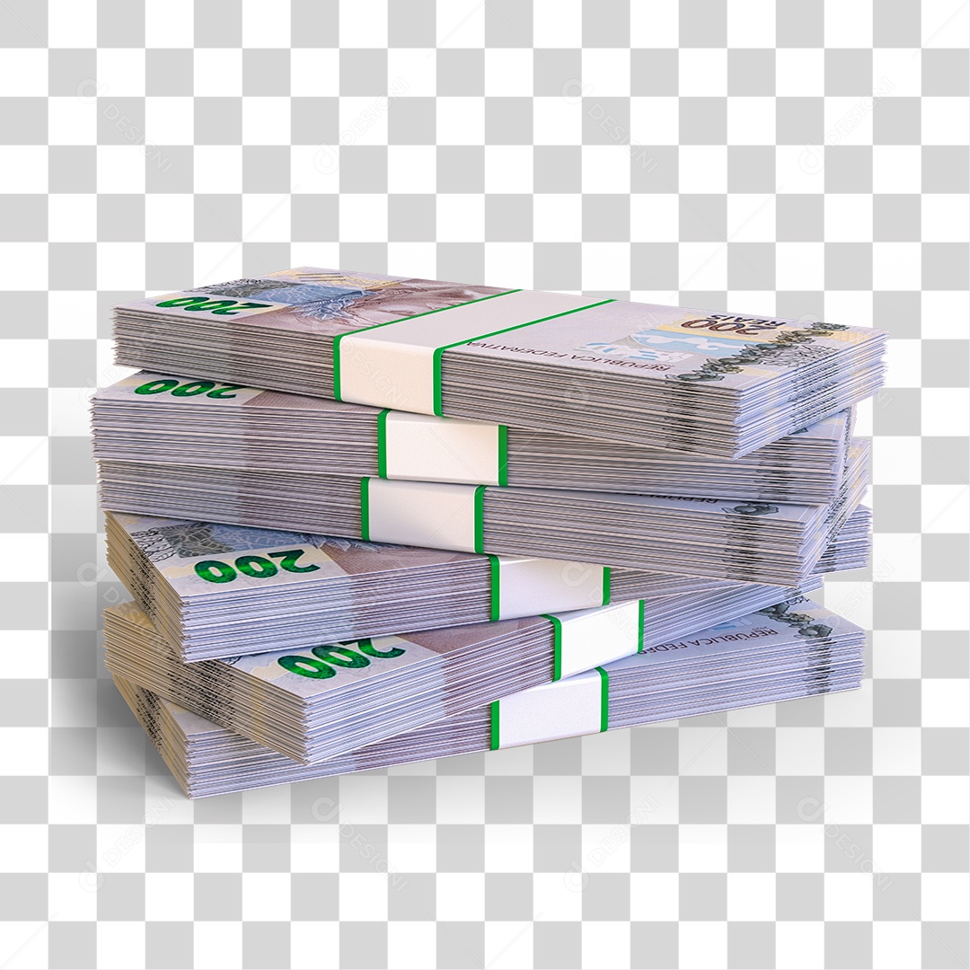 Elemento 3D Para Composição Notas de 200 Reais PNG Transparente