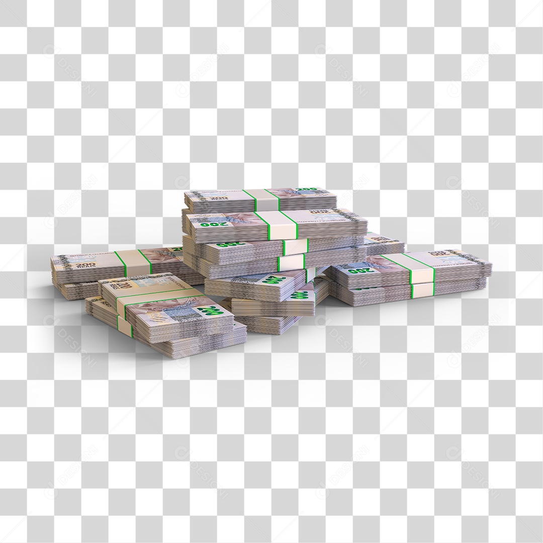Elemento 3D Para Composição Notas de 200 Reais PNG Transparente