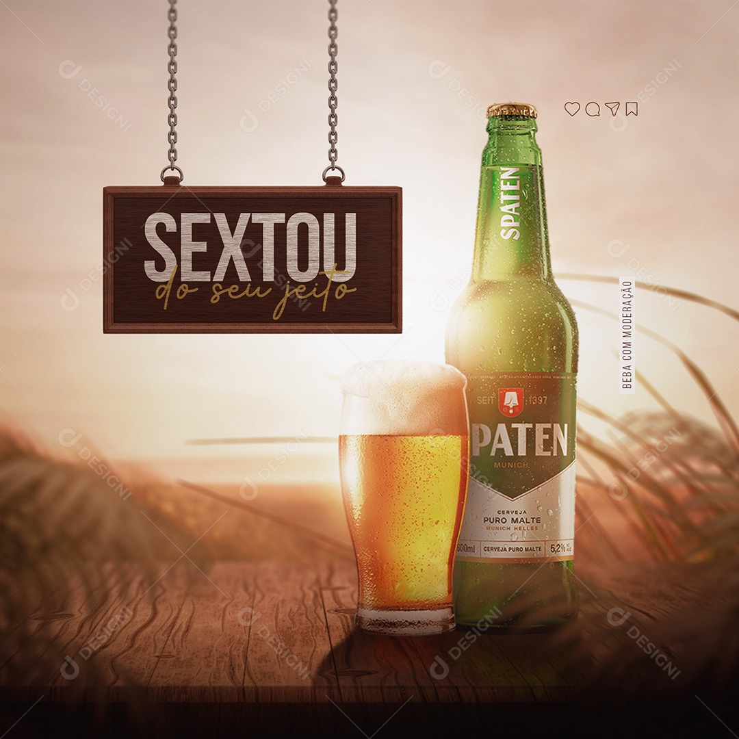 Sextou do Seu Jeito Cerveja Spaten Social Media PSD Editável