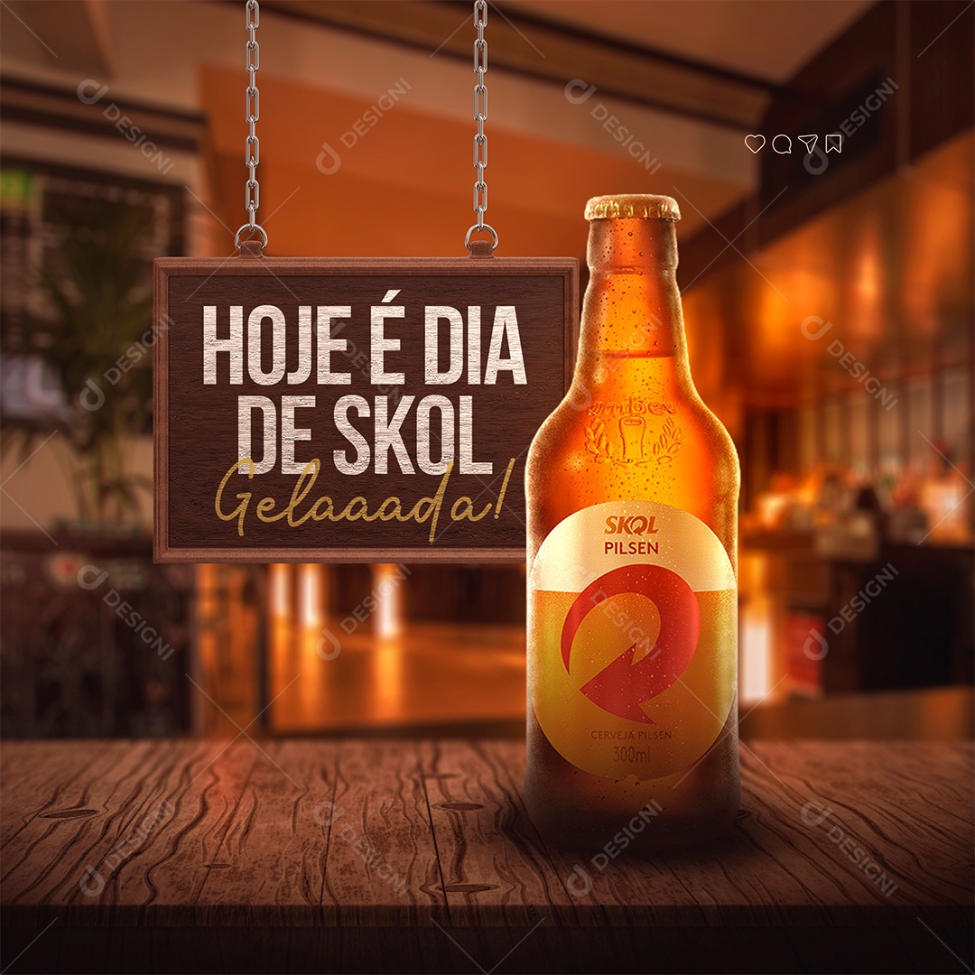 Hoje é Dia de Skol Gelada! Distribuidora de Bebidas Social Media PSD Editável