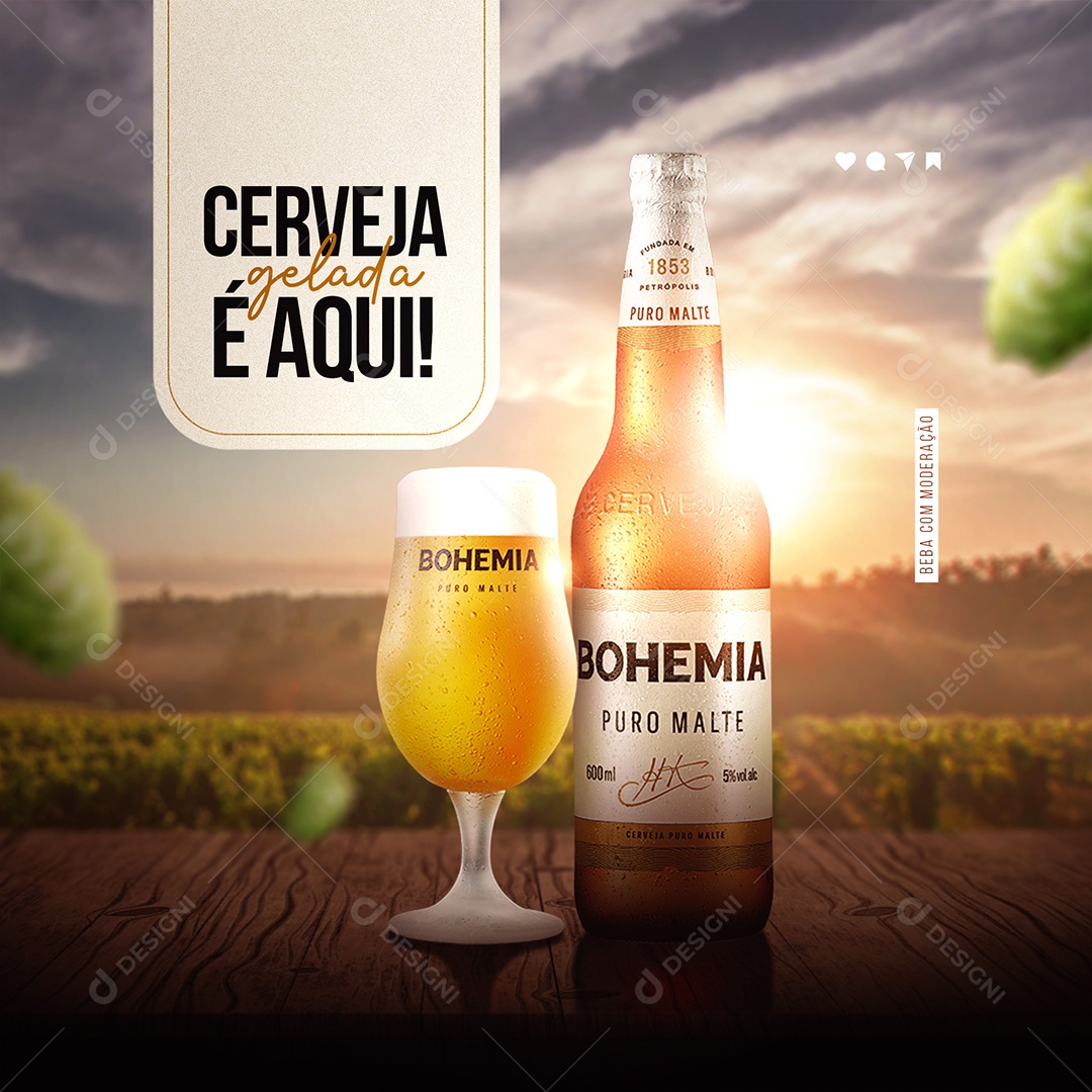 Cerveja Gelada é Aqui! Distribuidora de Bebidas Social Media PSD Editável