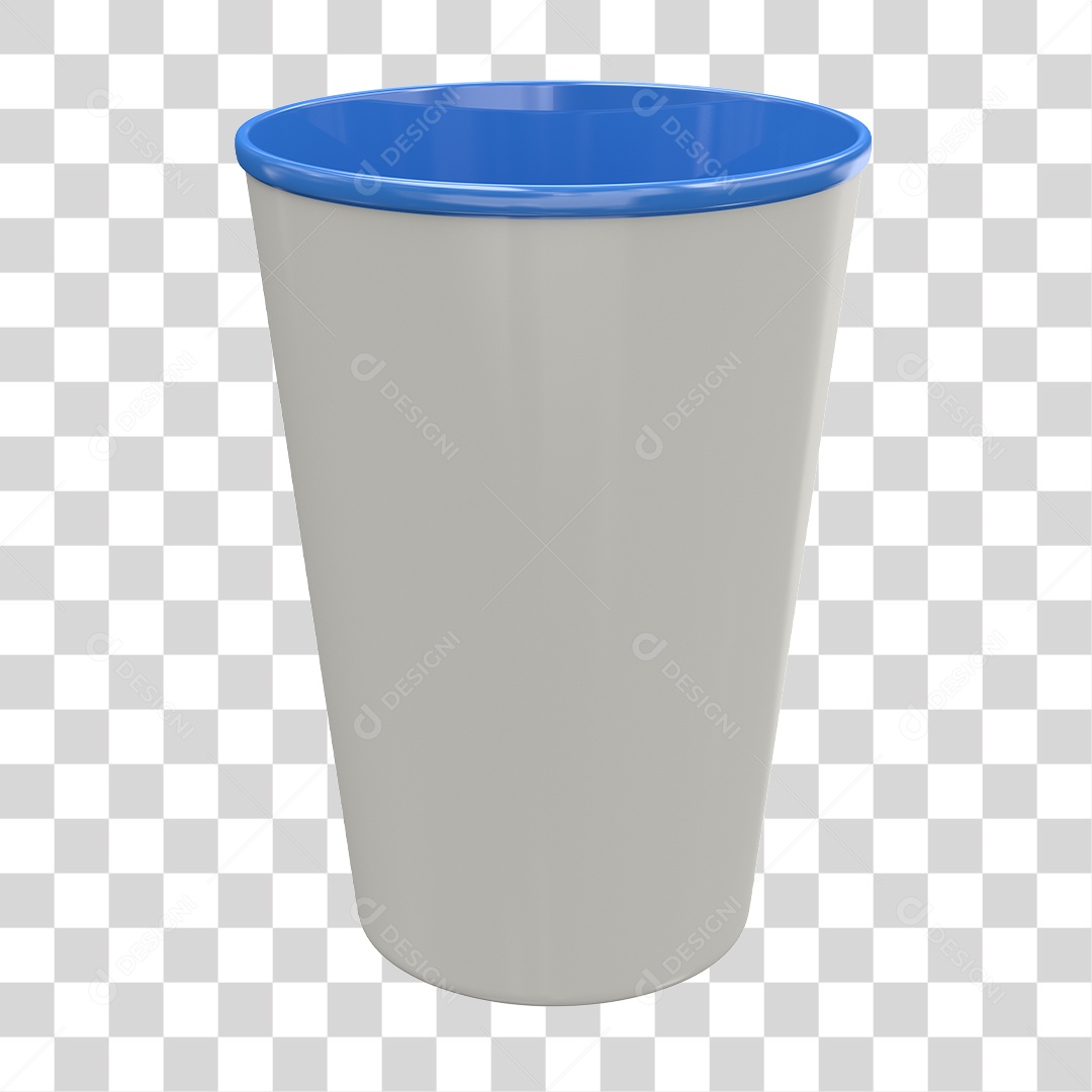 Copo Plástico Branco e Azul Elemento 3D PNG Transparente