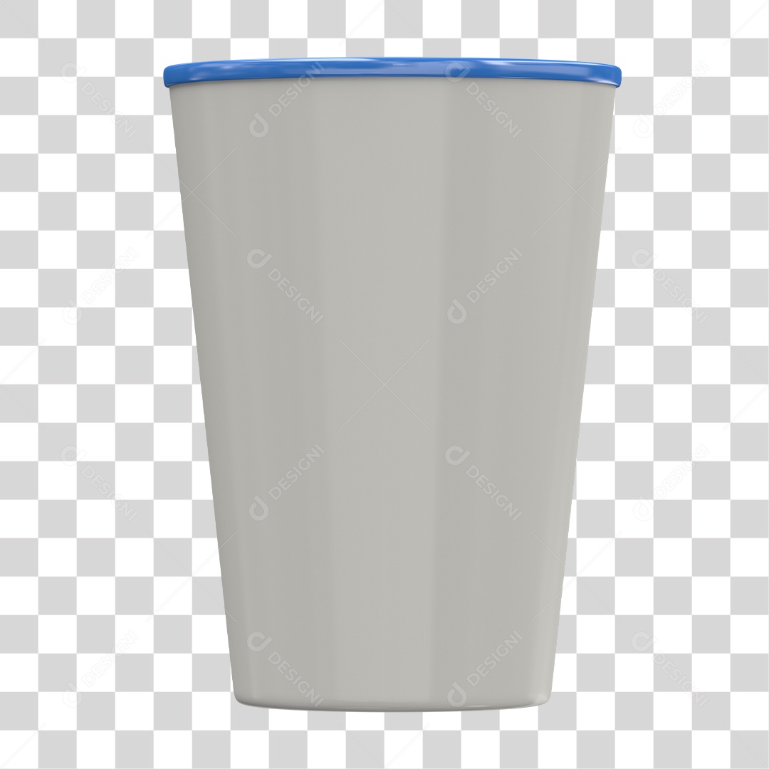 Copo Plástico Branco e Azul Elemento 3D PNG Transparente