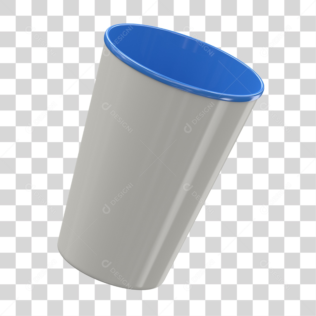 Copo Plástico Branco e Azul Elemento 3D PNG Transparente