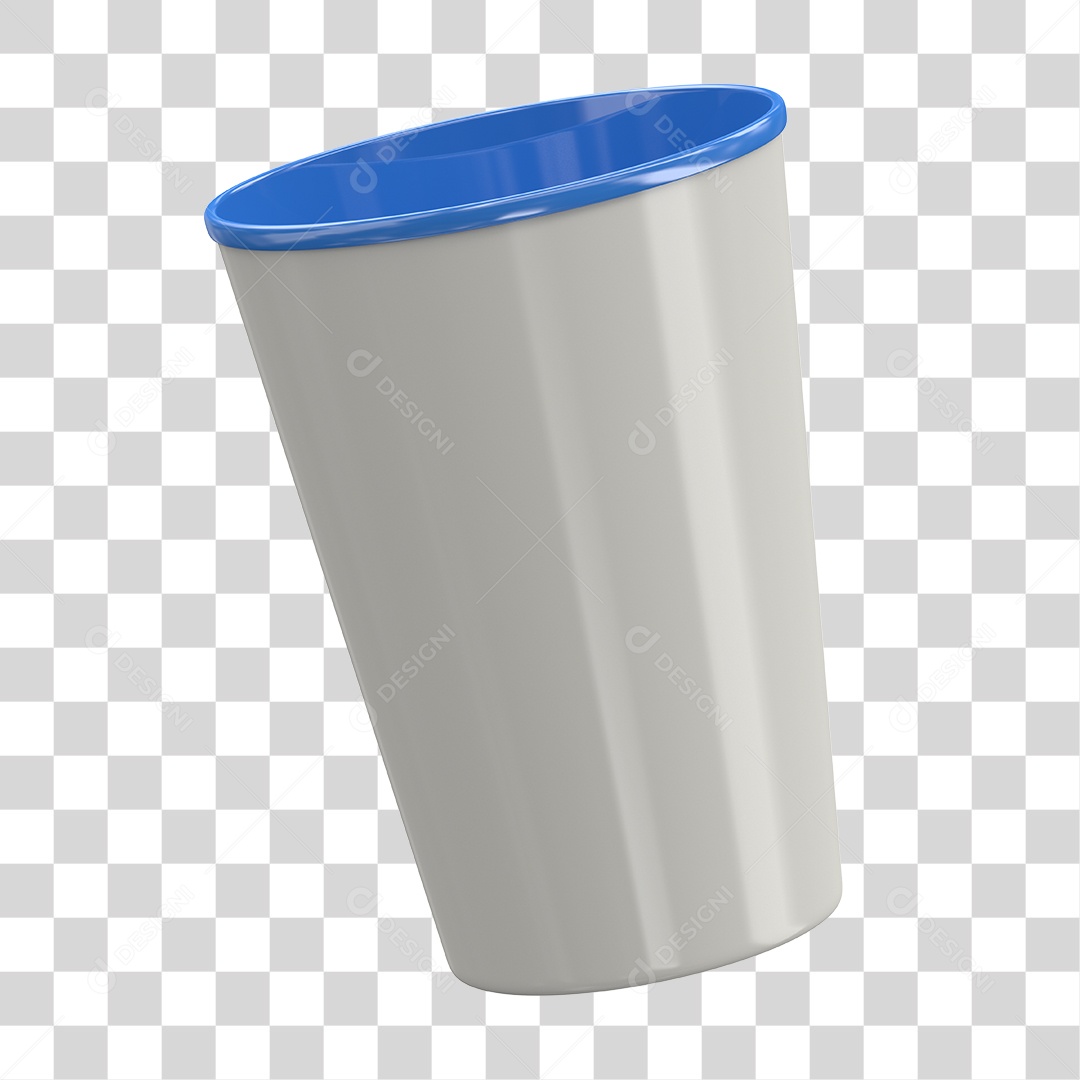 Copo Plástico Branco e Azul Elemento 3D PNG Transparente