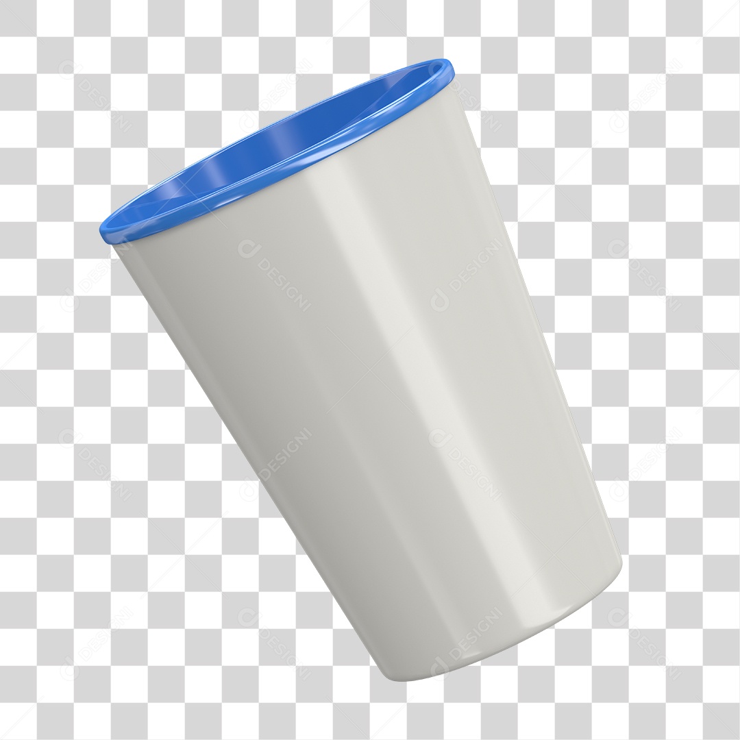 Copo Plástico Branco e Azul Elemento 3D PNG Transparente