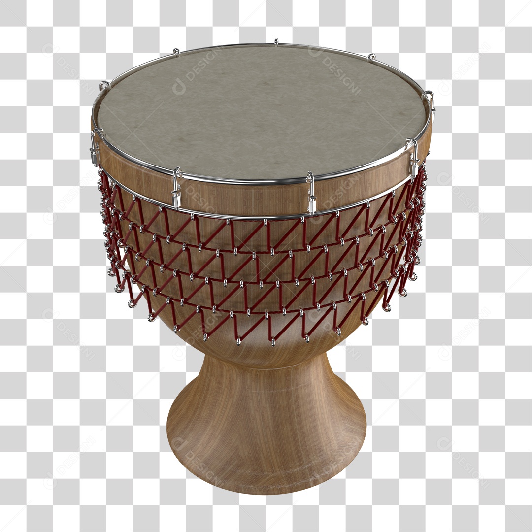 Tambor Kimbe Instrumento Musical Indígena Elemento 3D PNG Transparente