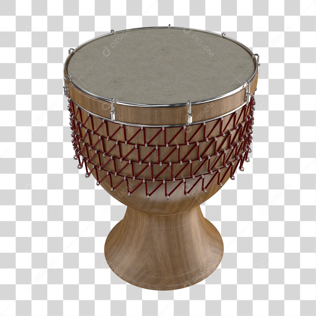 Tambor Kimbe Instrumento Musical Indígena Elemento 3D PNG Transparente