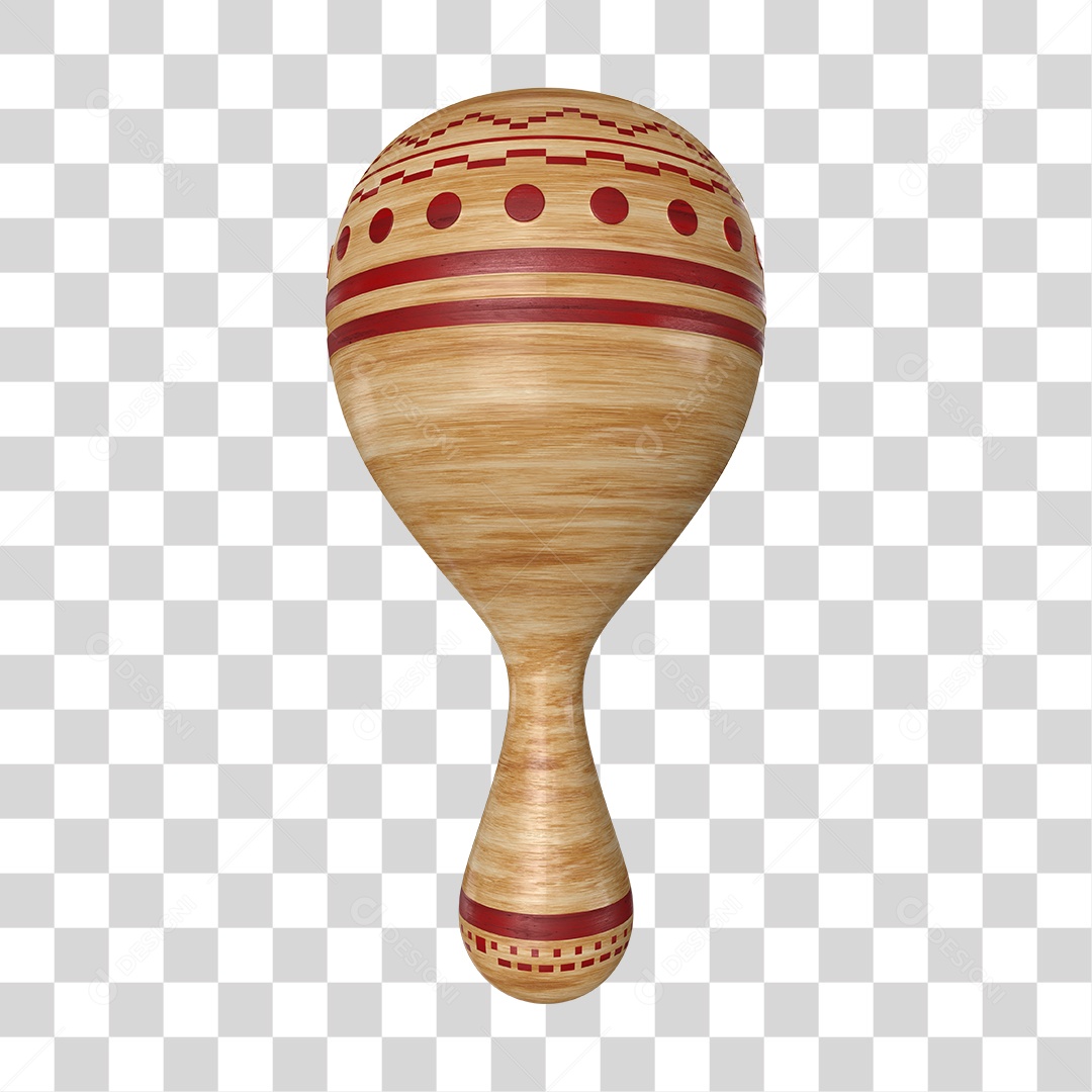Maracá Instrumento Musical Indígena Elemento 3D PNG Transparente