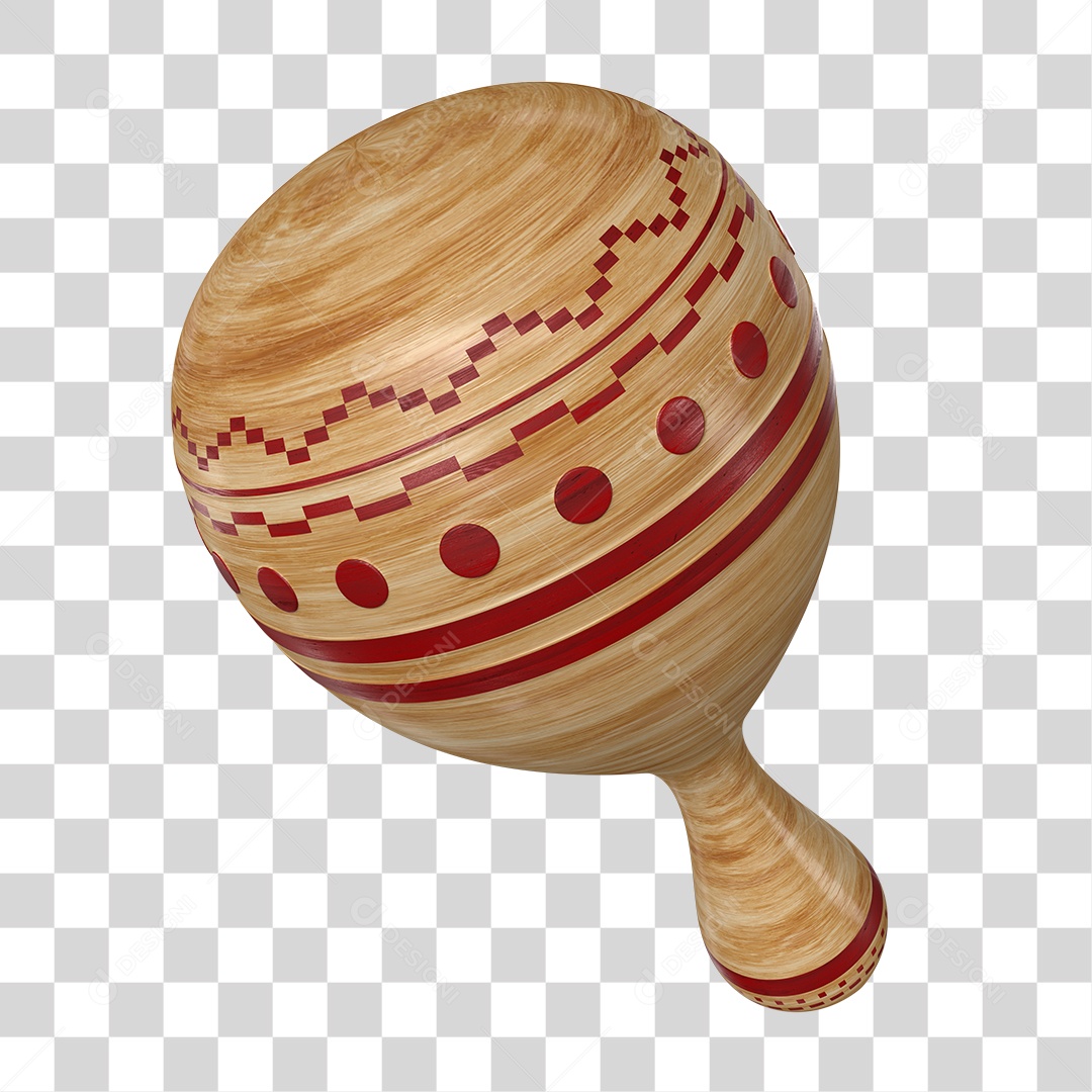 Maracá Instrumento Musical Indígena Elemento 3D PNG Transparente