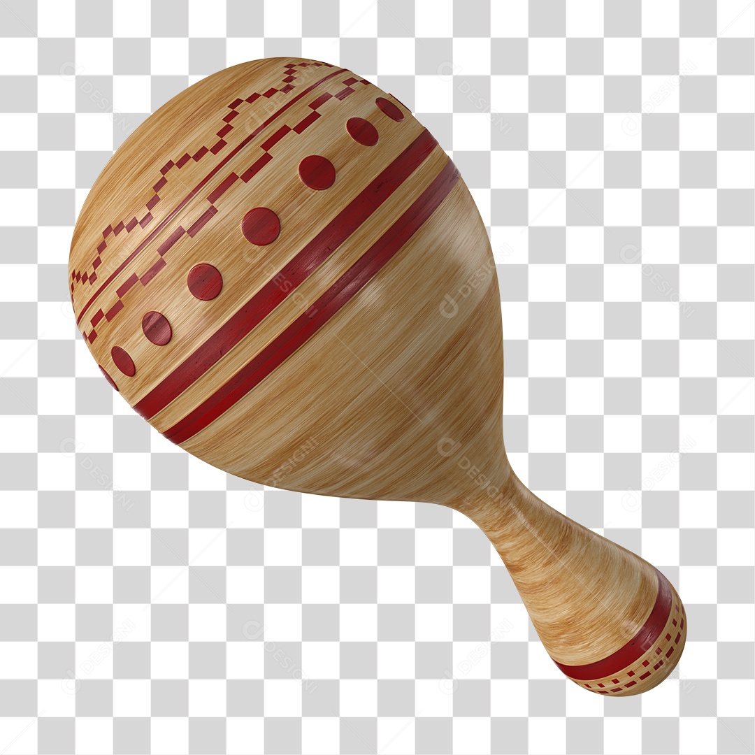 Maracá Instrumento Musical Indígena Elemento 3D PNG Transparente
