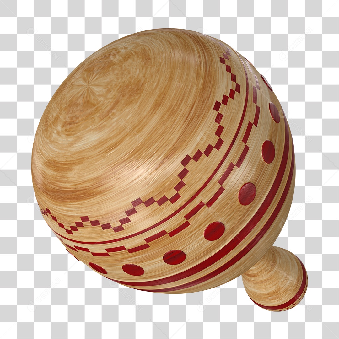 Maracá Instrumento Musical Indígena Elemento 3D PNG Transparente