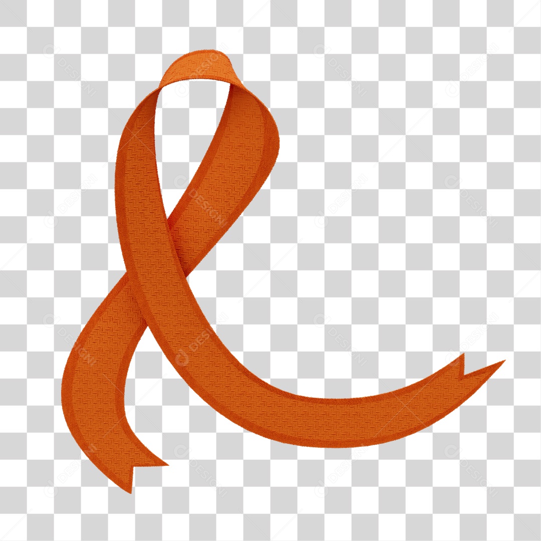 Fita de Fevereiro Laranja Elemento 3D PNG Transparente