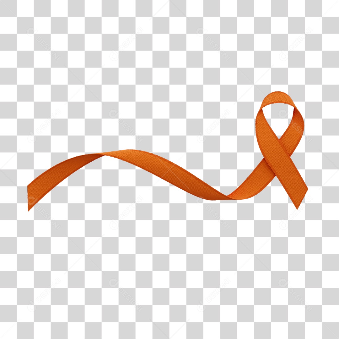 Fita de Fevereiro Laranja e Roxo Elemento 3D PNG Transparente