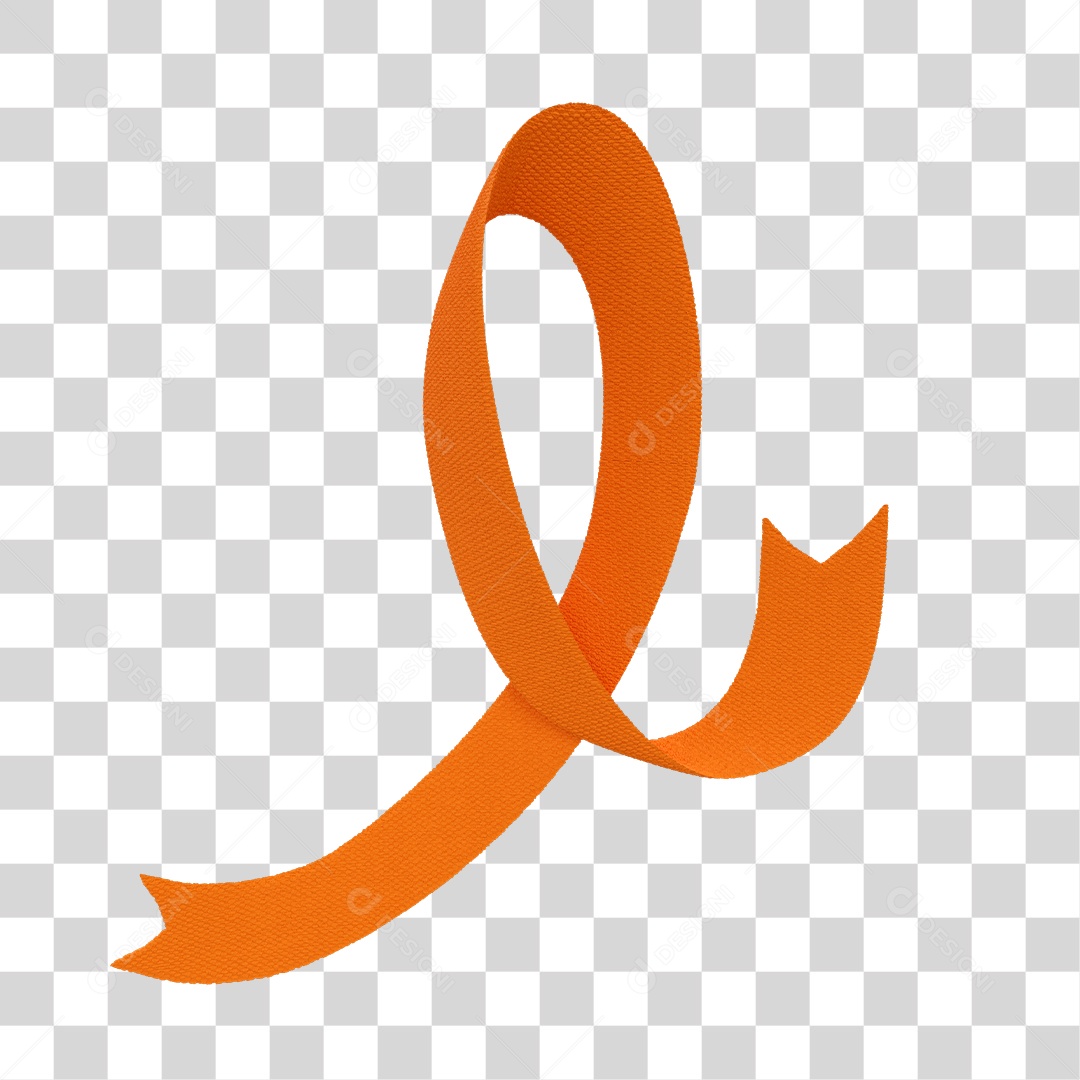 Fita de Fevereiro Laranja Elemento 3D PNG Transparente