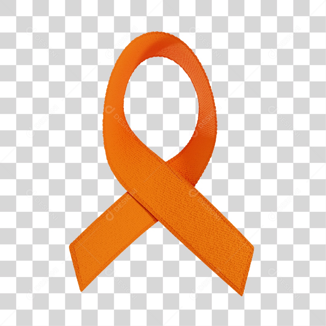 Fita de Fevereiro Laranja Elemento 3D PNG Transparente