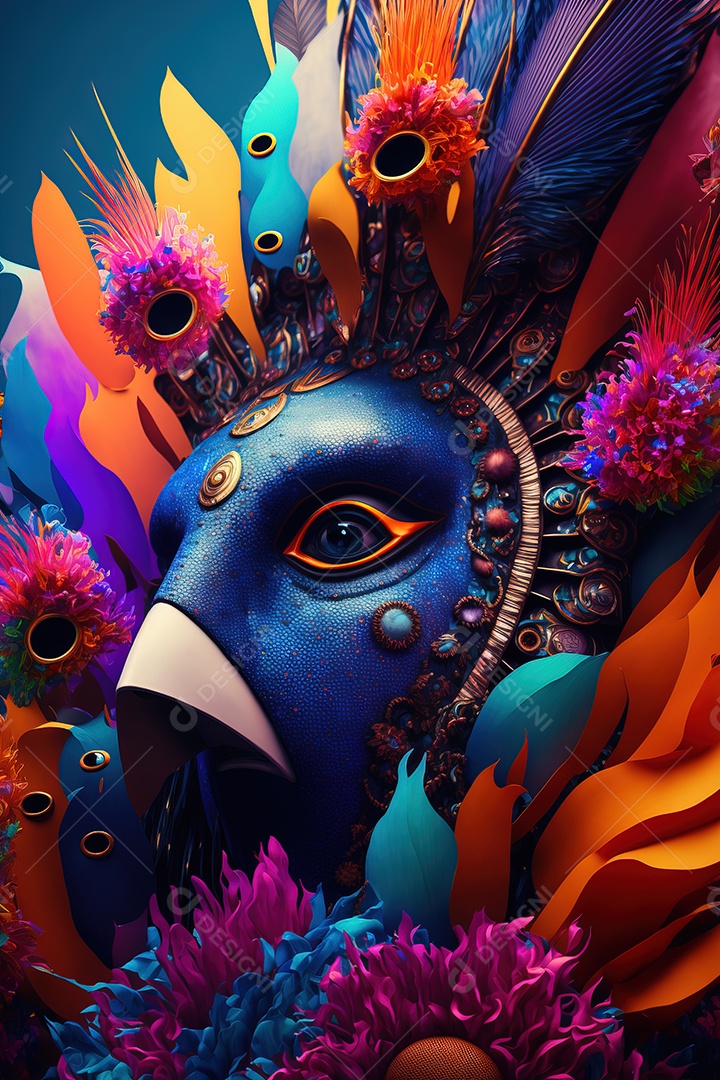 Imagem 3D representando o carnaval brasileiro