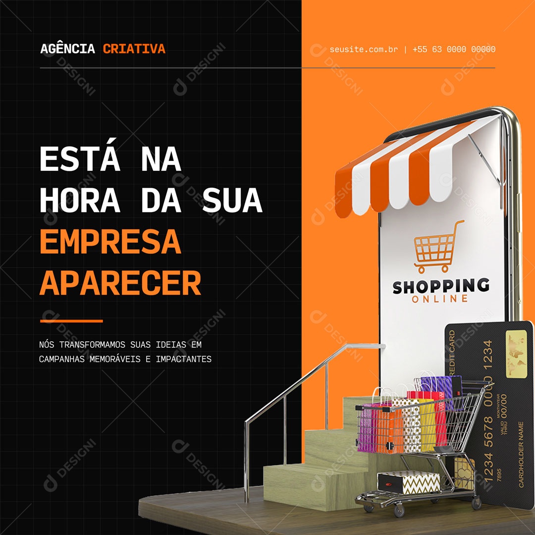 Está Na Hora da Sua Empresa Aparecer Agência de Marketing Digital Social Media PSD Editável
