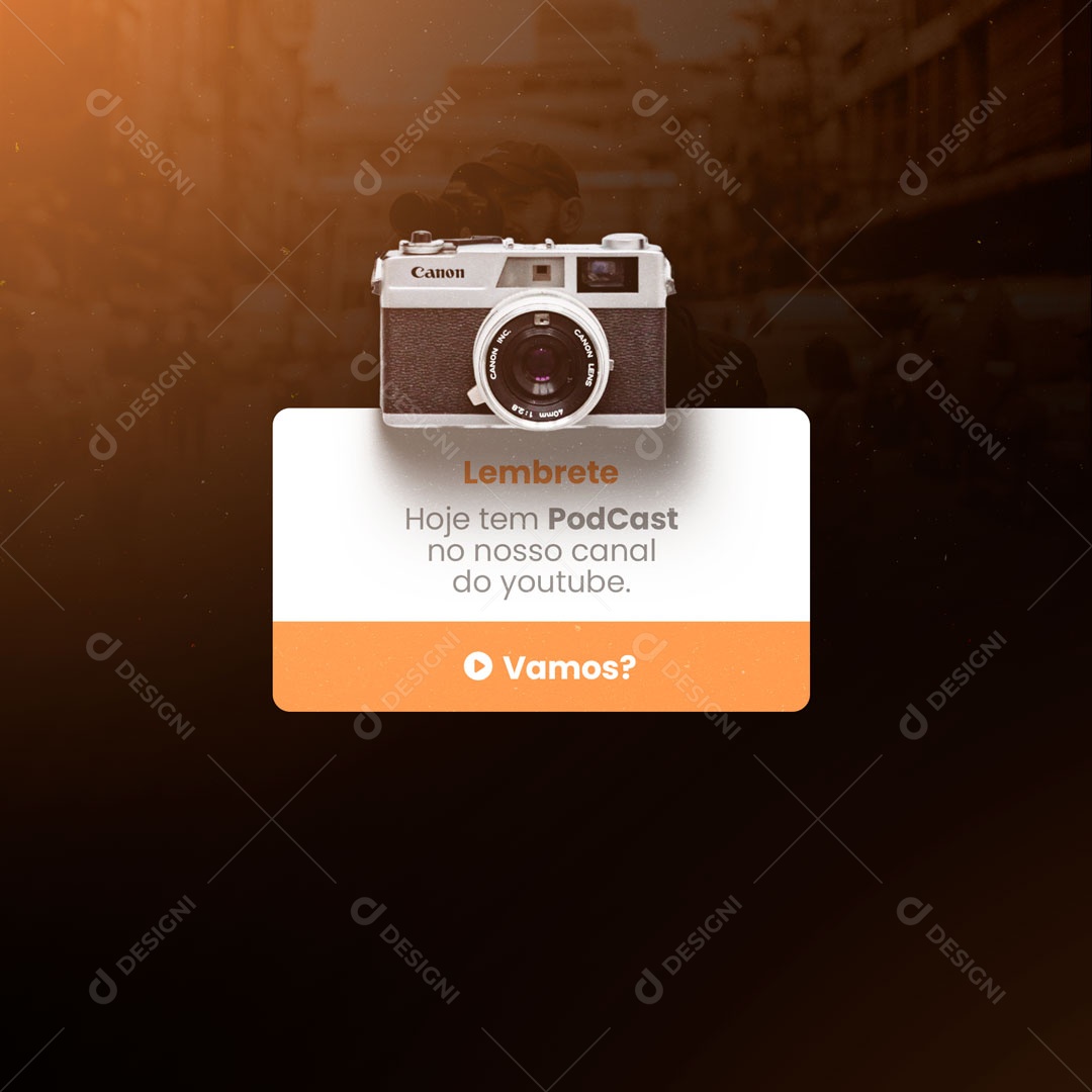 Lembrete Hoje Tem PodCast Fotógrafo Fotografia Social Media PSD Editável