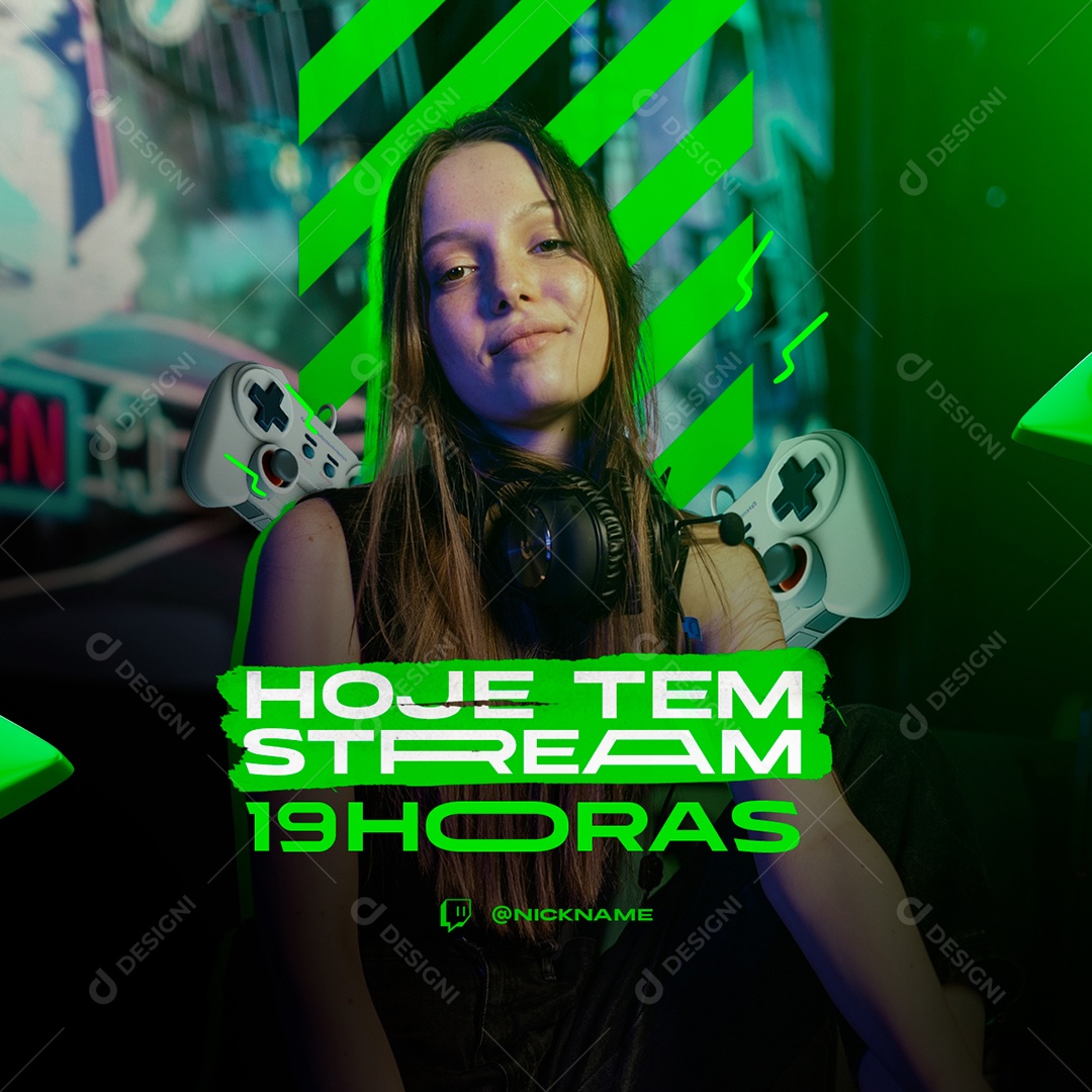 Hoje Tem Stream 19 Horas Streaming Social Media PSD Editável