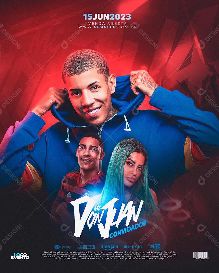 Flyer Convidados Mc Don Juan Poze do Rodo Social Media PSD Editável