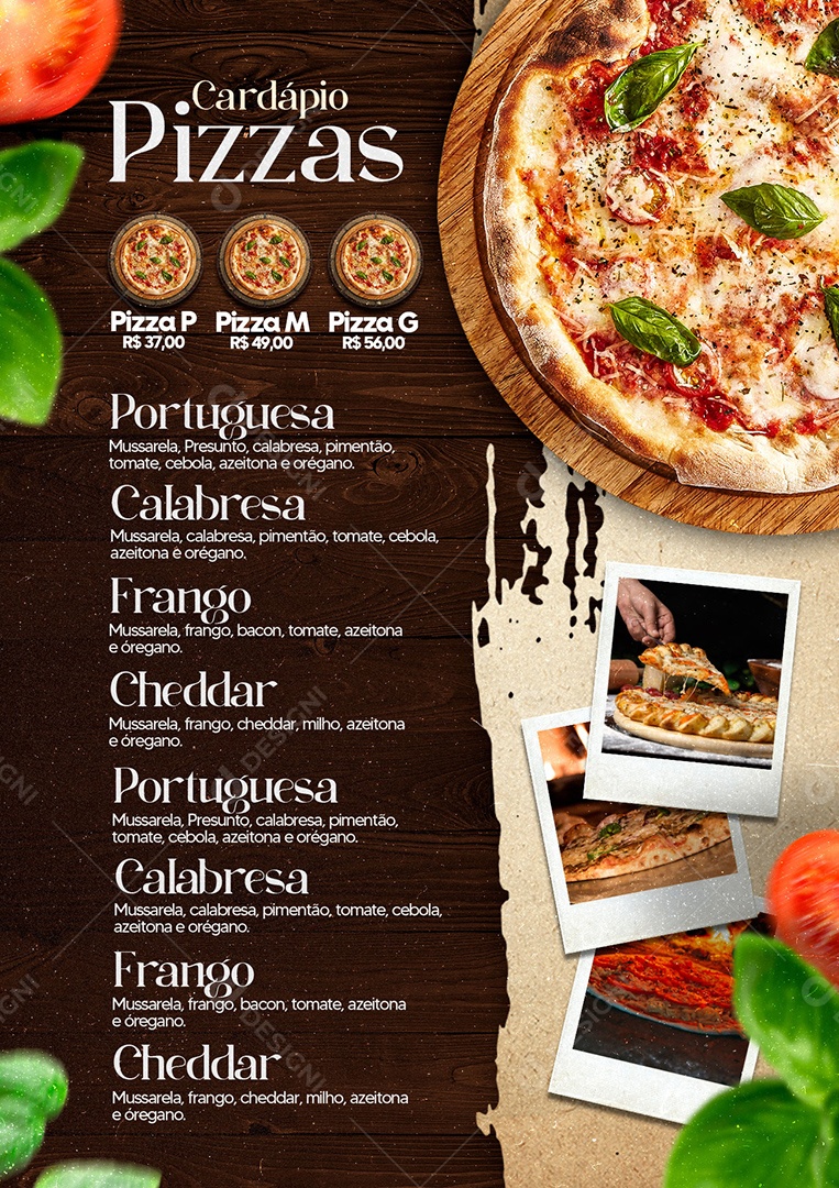 Modelo de Cardápio de Pizzaria PSD Editável