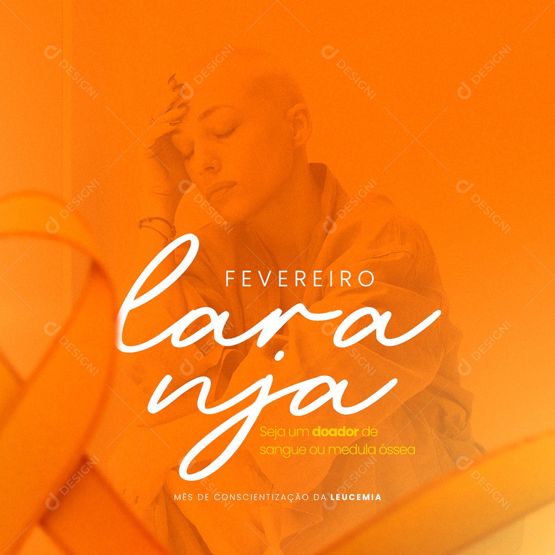Mês de Conscientização da Leucemia Fevereiro Laranja Social Media PSD Editável