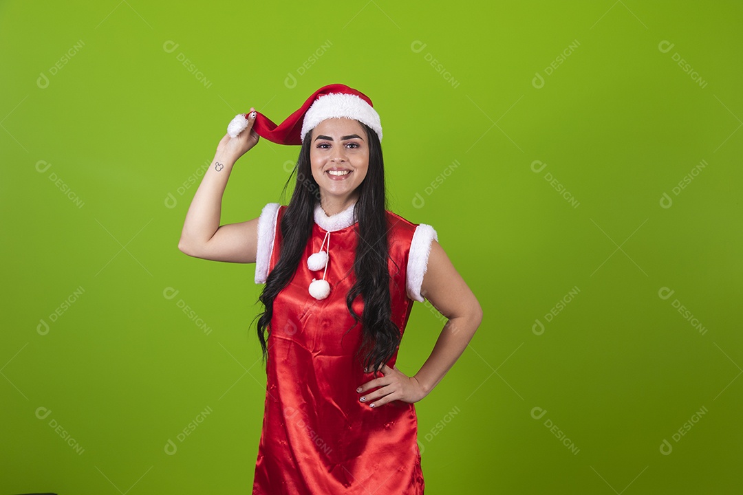 Linda mulher usando fantasias de natal