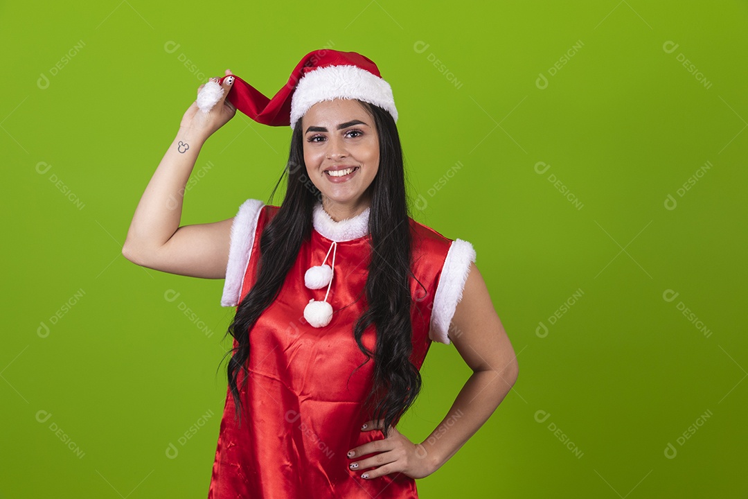 Linda mulher usando fantasias de natal