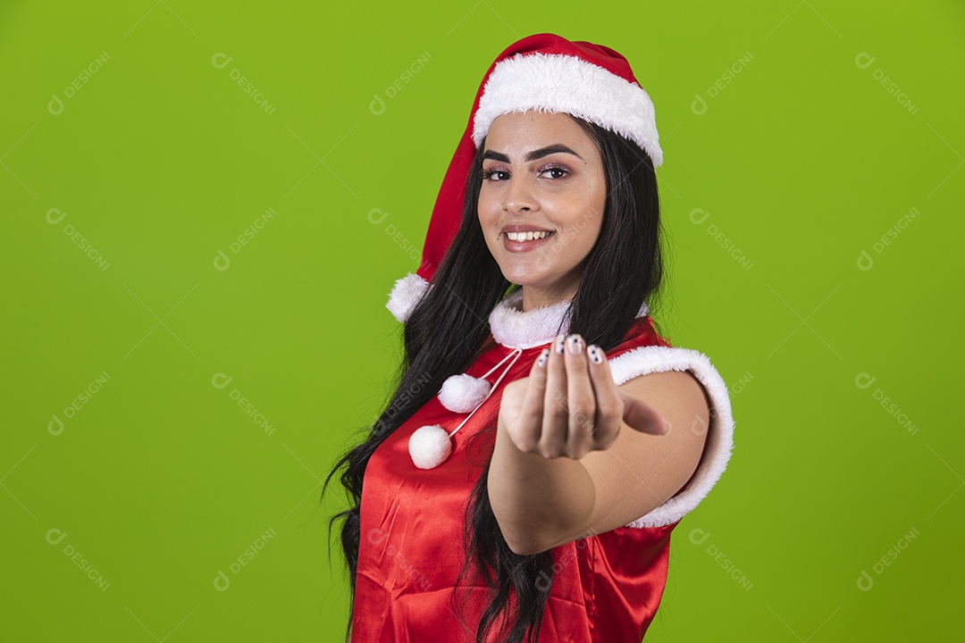 Linda mulher usando fantasias de natal