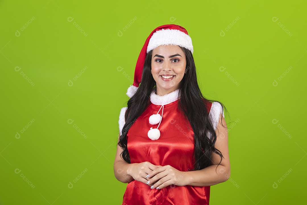 Linda mulher usando fantasias de natal