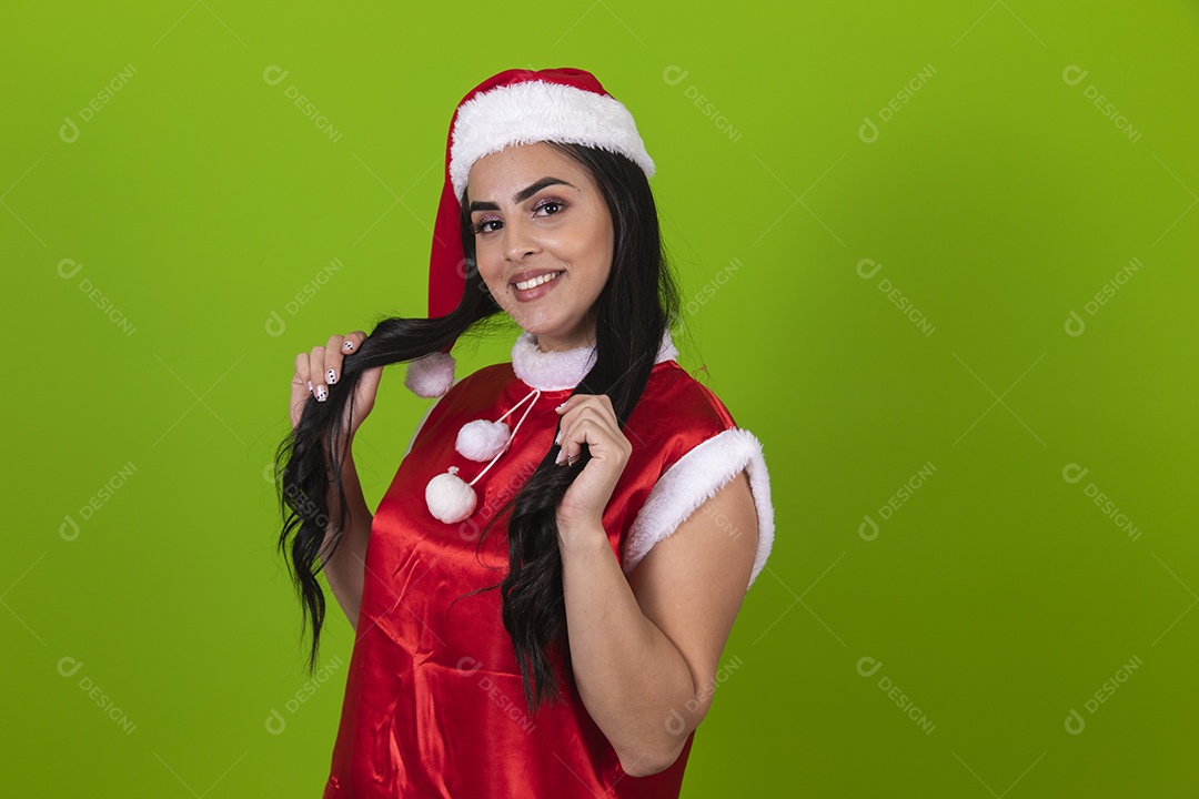 Linda mulher usando fantasias de natal