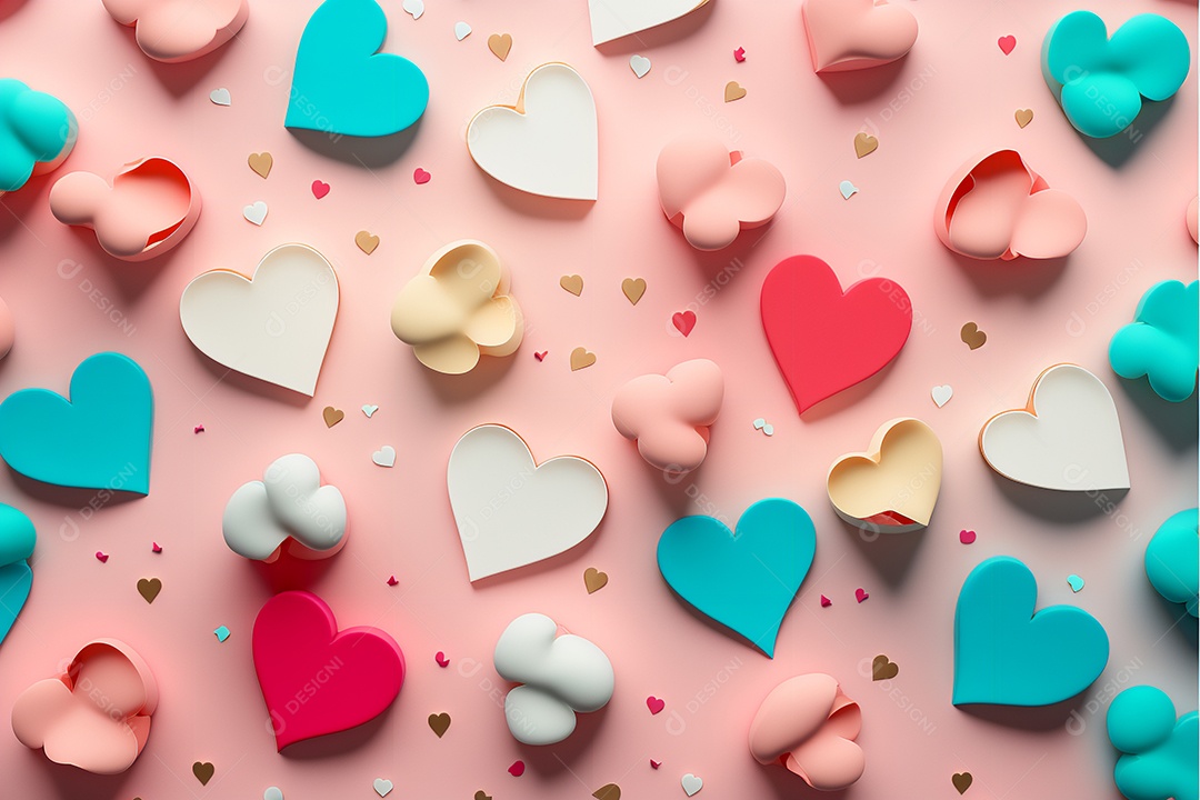 Corações celebrando dia dos namorados