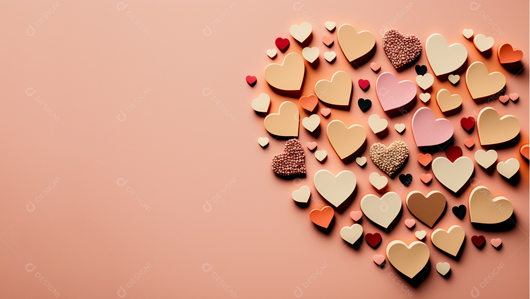 Corações celebrando dia dos namorados