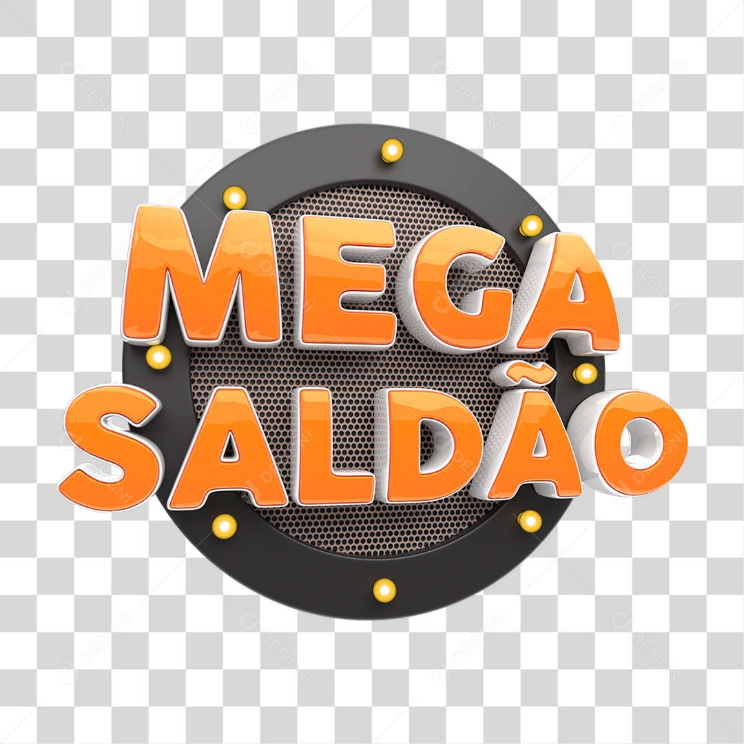 Elemento 3D Mega Saldão Para Composição PNG Transparente