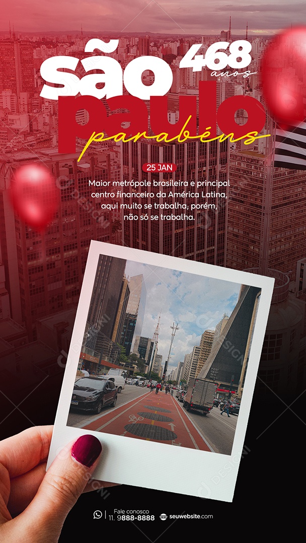 Story Parabéns São Paulo 468 Anos Aniversário Social Media PSD Editável