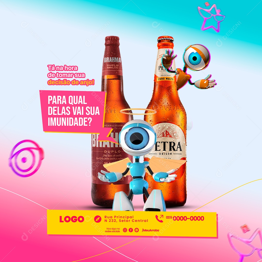 Tá na Hora de Tomar sua Decisão de Anjo Para Qual Delas vai Sua Imunidade Cervejaria Social Media PSD Editável