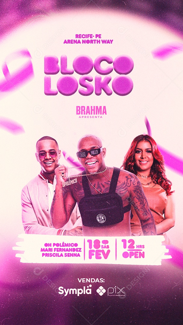 Story Bloco Losko Léo Santana Oh Polêmico Priscila Senna Flyer Carnaval Social Media PSD Editável