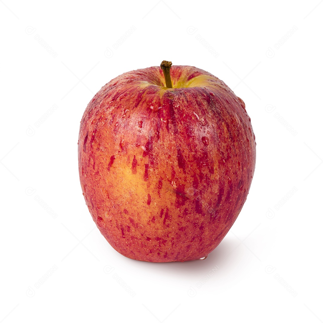 Apple e fatia separados isolados no fundo branco.