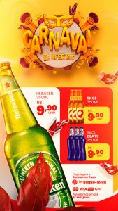 Story Carnaval de Ofertas Heineken Skol Skol Beats Cervejaria Social Media PSD Editável